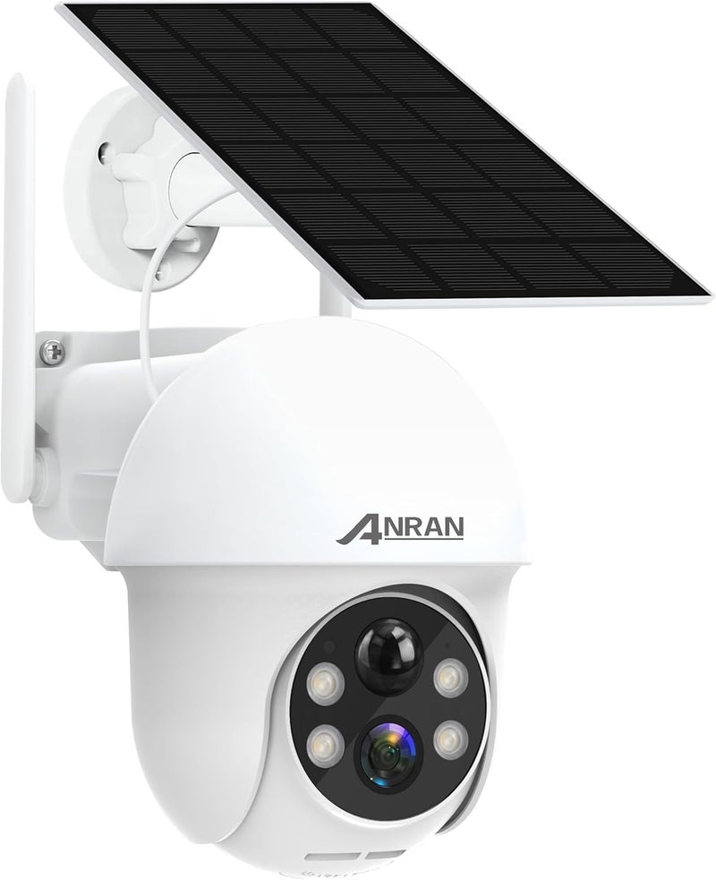 ANRAN Security Camera Wireless Outdoor, 2K Solar Outdoor Camera with 360° View, Smart Siren, Spotlights, Color Night Vision, PIR Human Detection, Pan Tilt Control, 2-Way Talk, IP65, Q1 White - Image 1